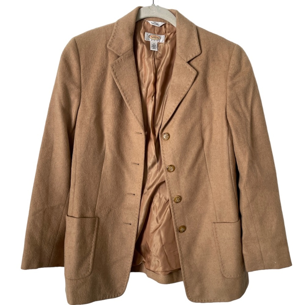 Talbots 100% camel hair tan Vintage Career Work blazer 6 Petite‎ Made in Italy